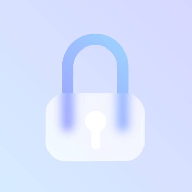 lock glass morphism trendy style icon. closed lock color vector icon with blur, transparent glass and purple gradient. for web and ui design, mobile apps and promo business polygraphy clipart