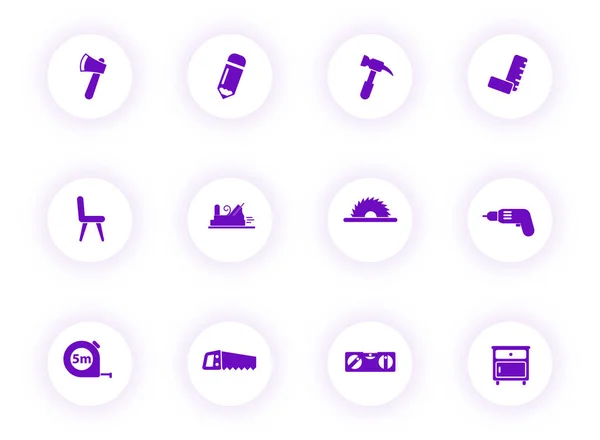 Joinery Purple Color Vector Icons Light Buttons Purple Shadow Joinery — Stockový vektor
