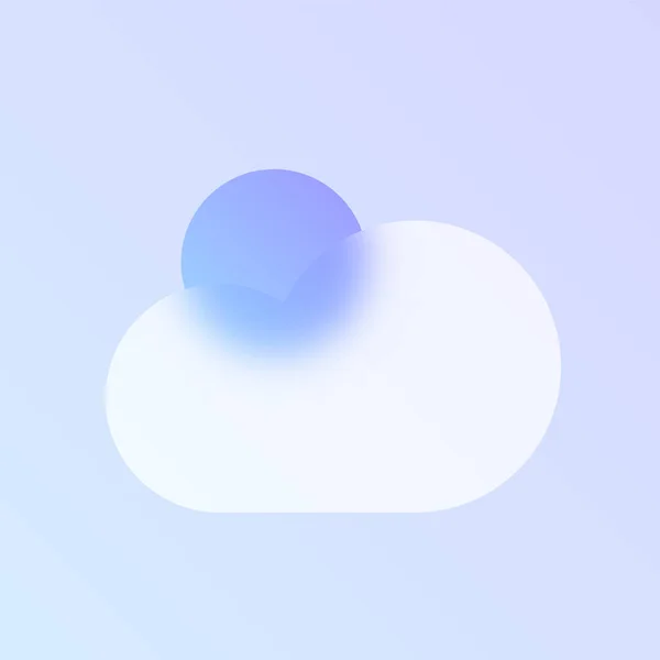 Wolkenglasmorphismus Trendige Stilikone Wolkenfarbenvektorsymbol Mit Unschärfe Transparentem Glas Und Violettem — Stockvektor