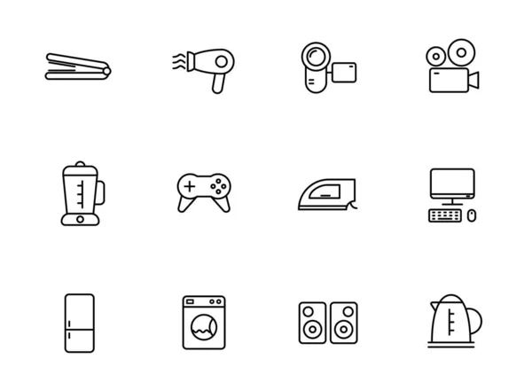 Haushaltsgeräte Lineare Vektorsymbole Isoliert Auf Weiß Icon Set Für Haushaltsgeräte — Stockvektor
