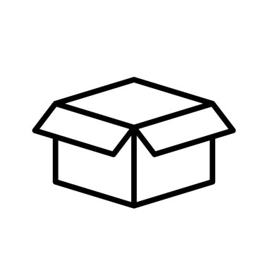 Beyaz arkaplanda izole edilmiş kutu vektör simgesini aç. Web, mobil uygulama ve ui tasarımı için kutu vektör illüstrasyonunu aç