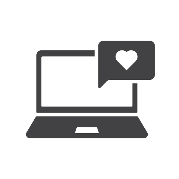 Notebook Bublinovým Vektorem Ikony Izolované Bílém Pozadí Laptop Srdcem Jako — Stockový vektor