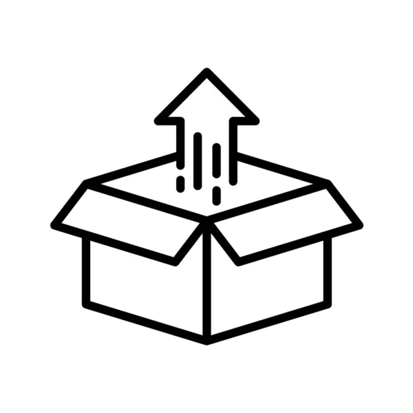 Boîte Ouverte Avec Icône Vectorielle Flèche Isolée Sur Fond Blanc — Image vectorielle