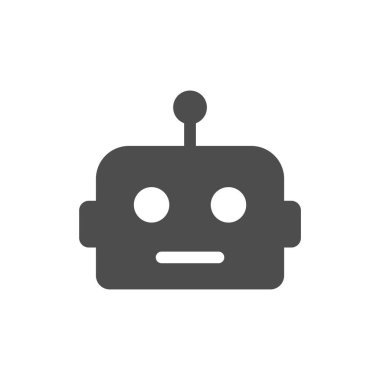 Beyaz üzerine izole edilmiş yapay zeka siluet vektör ikonu. Web, mobil uygulamalar, ui tasarım ve yazdırma için siber teknoloji simgesi