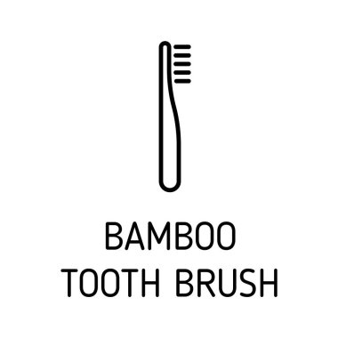 Bambu diş fırçası, beyaz arka planda izole edilmiş vektör ikonu. Web, mobil ve kullanıcı arayüzü dizaynı için bambu diş fırçası düz simgesi. Geri dönüşüm çürümesini azaltmayı reddet ve sıfır atık çevre dostu