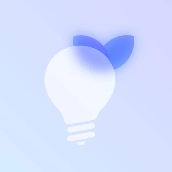 Eco Energi Glas Morfism Trendig Stil Ikon Glödlampa Med Blad — Stock vektor