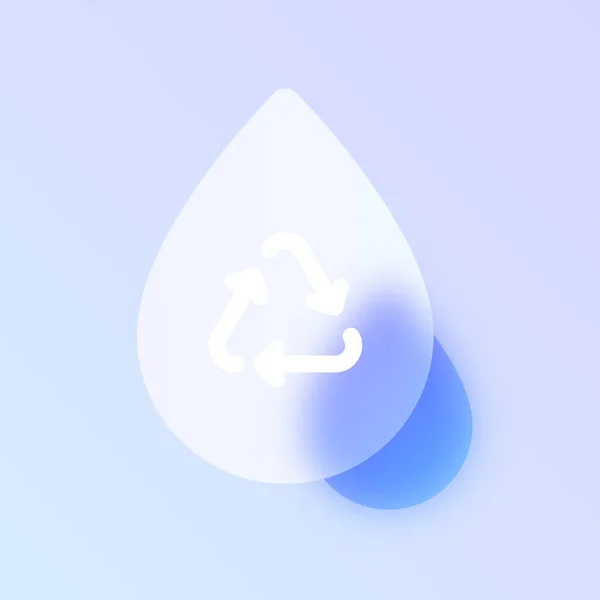 Vatten Återvinna Glas Morfism Trendig Stil Ikon Vatten Droppe Med — Stock vektor