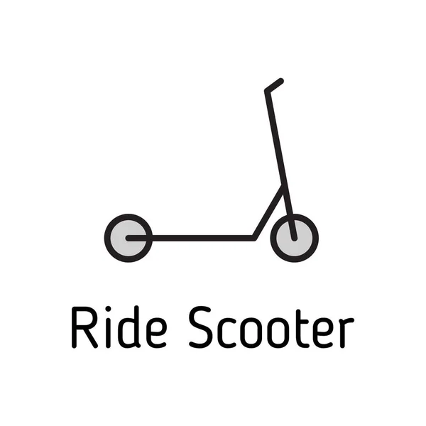 Ride Scooter Couleur Remplie Icône Vectorielle Isolé Sur Fond Blanc — Image vectorielle