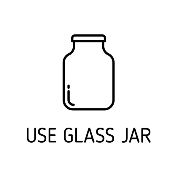 白い背景にガラス瓶の輪郭ベクトルのアイコンを使います Web モバイル ユーザーインターフェイスのデザインにガラス瓶フラットアイコンを使用します 再利用を減らす腐敗とゼロ廃棄物環境に優しい概念 — ストックベクタ
