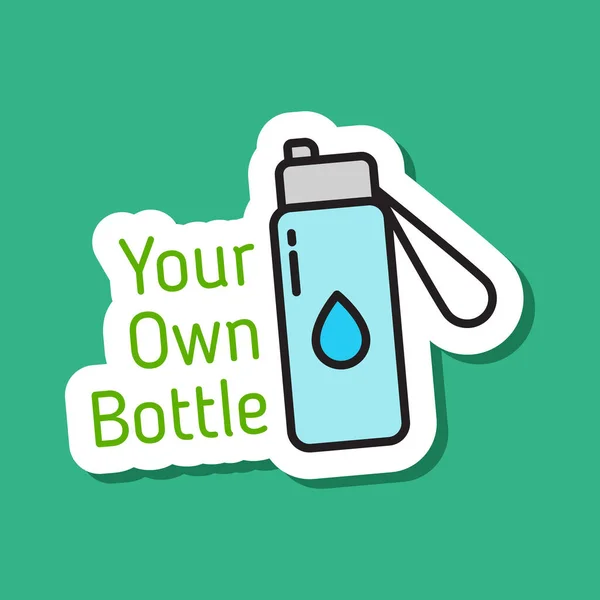 あなた自身のボトルカラーベクトルエコステッカーを使用してください 緑の背景に影の入ったボトルカラーのステッカーを使います 環境に優しくプラスチックも廃棄物もありません — ストックベクタ