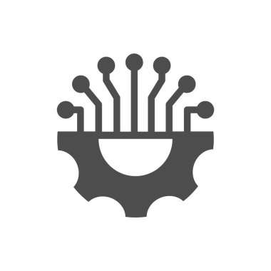 Beyaz üzerine izole edilmiş yapay zeka siluet vektör simgeleri. Web, mobil uygulamalar, ui tasarımı ve yazdırma için siber teknoloji simgesi seti