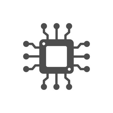 Beyaz üzerine izole edilmiş yapay zeka siluet vektör simgeleri. Web, mobil uygulamalar, ui tasarımı ve yazdırma için siber teknoloji simgesi seti