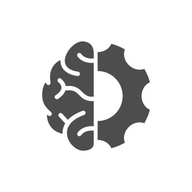 Beyaz üzerine izole edilmiş yapay zeka siluet vektör simgeleri. Web, mobil uygulamalar, ui tasarımı ve yazdırma için siber teknoloji simgesi seti