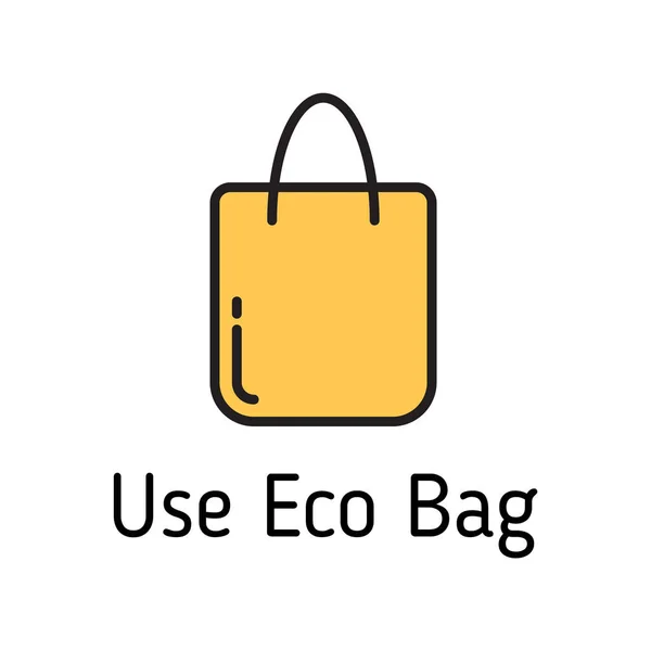 Verwenden Eco Bag Sign Color Filled Vektor Icon Isoliert Auf — Stockvektor