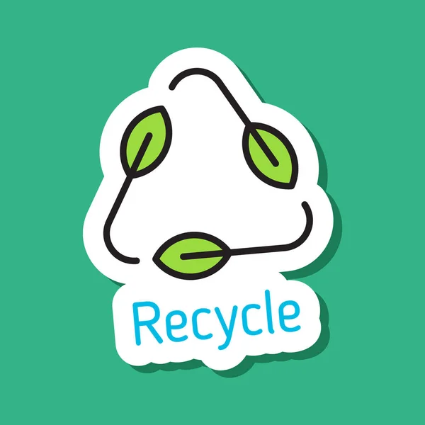 Recyceln Zeichen Farbvektor Öko Aufkleber Recycling Schild Mit Recycling Schriftzug — Stockvektor