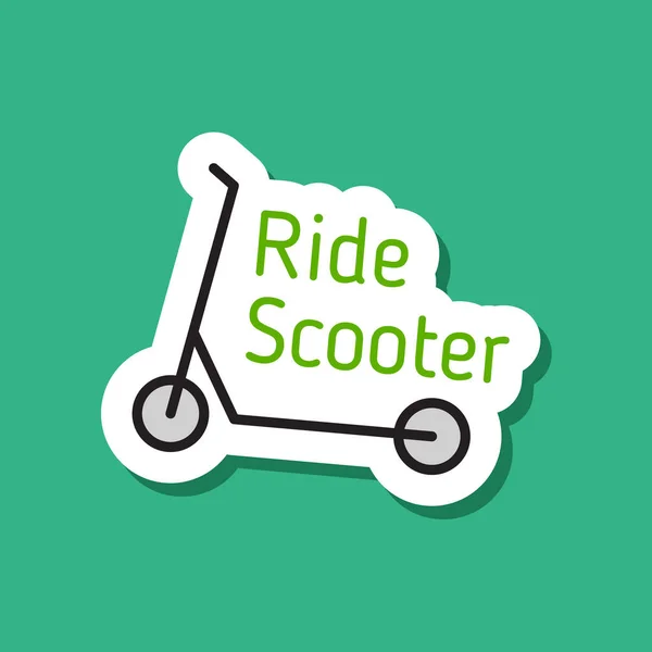 Scooter Couleur Vecteur Éco Autocollant Autocollant Scooter Ride Avec Lettrage — Image vectorielle
