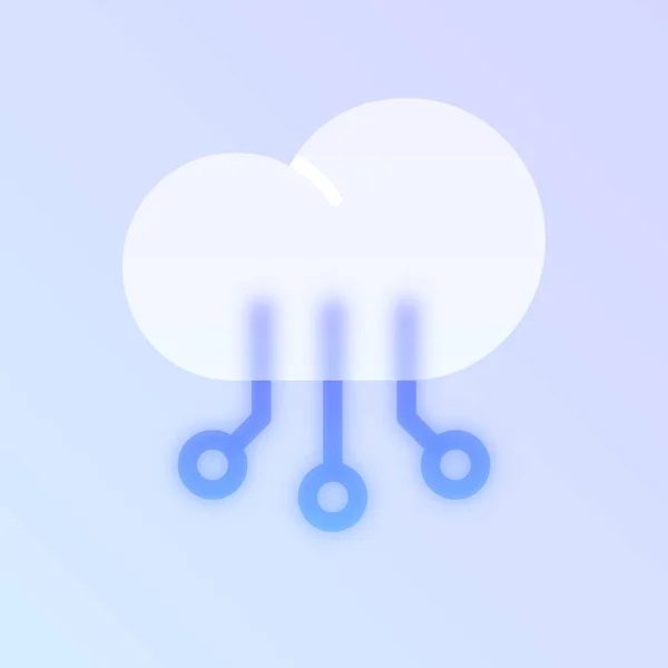Cloud Computing Glass Morphism Ícone Estilo Moderno Nuvem Computação Transparente — Vetor de Stock