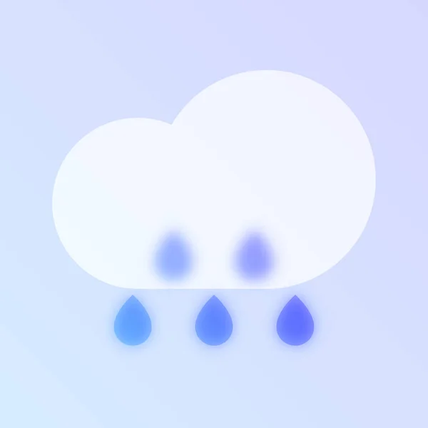 Rain Weather Glass Morphism Trendy Style Icon Rain Transparent Glass — Stock Vector