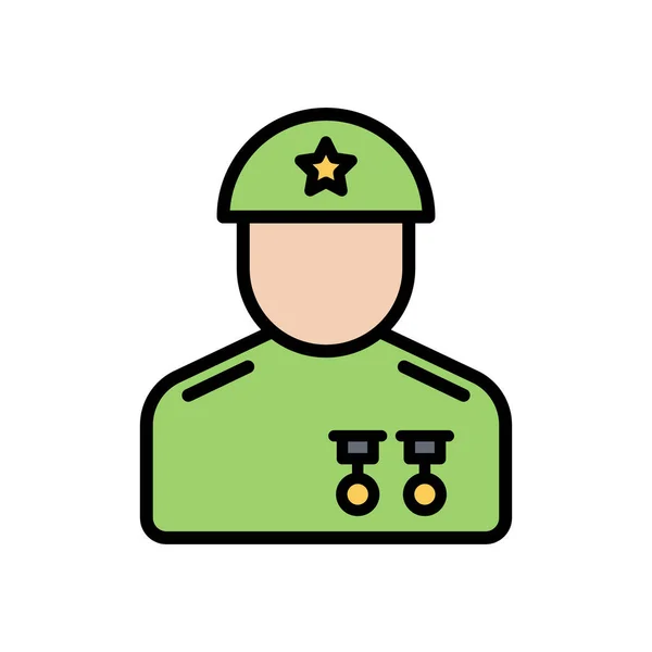 Żołnierz Linia Kolor Wypełniony Ikony Izolowane Białym Tle Wojskowy Zawód — Wektor stockowy
