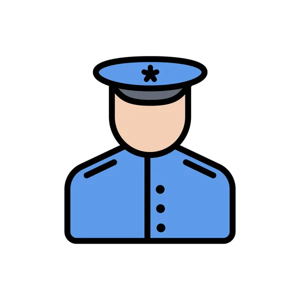 Policeman Line Color Filled Icon Isolated White Background Policeman Occupation — Stock Vector