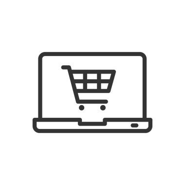 Web, mobil uygulama ve ui tasarımı için çevrimiçi alışveriş ana hatları vektör çevrimiçi alışveriş stok vektörü simgesi
