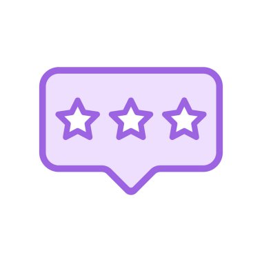 Beyaz arkaplanda izole edilmiş iki renkte gözden geçirme simgesi. Web tasarımı için mor vektör simgesini inceler, ui, mobil uygulamalar, yazdırma yalan makinesi ve tanıtım işi