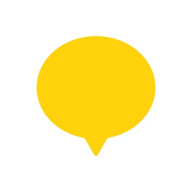 Beyaz arkaplanda izole edilmiş sarı renkli konuşma kabarcığı vektör çizimi. Web ve ui tasarım, sunum ve sosyal medya paylaşımı için sarı konuşma balonu