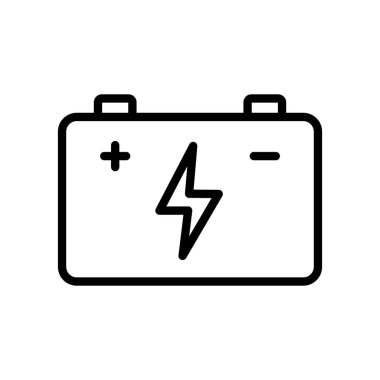Araba Bataryası ana hat vektör simgesi beyaz arkaplanda izole edildi. Web, mobil ve ui tasarımı için araba pil çizgisi simgesi