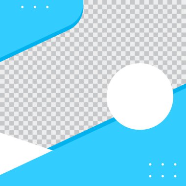 Sosyal medya fotoğraf ve metin için yer alan kare şablonu. Günlük gönderimi için mavi renkli sosyal ortam tamplakası