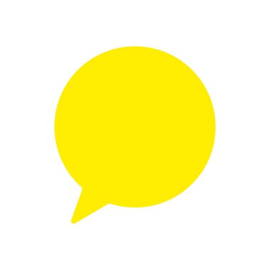 Beyaz arkaplanda izole edilmiş sarı renkli konuşma kabarcığı vektör çizimi. Web ve ui tasarım, sunum ve sosyal medya paylaşımı için sarı konuşma balonu