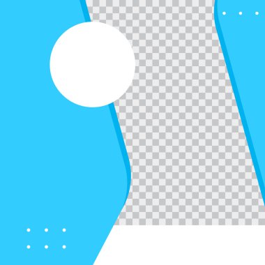 Sosyal medya fotoğraf ve metin için yer alan kare şablonu. Günlük gönderimi için mavi renkli sosyal ortam tamplakası