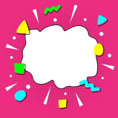 Sosyal medya paylaşımı için pop art retro karikatür tarzı tamplaka. İş, pazarlama ve reklam için pop sanat kare tamplakası