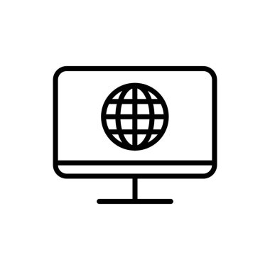 Web, mobil uygulama ve ui tasarımı için hisse senedi vektör simgesini görüntüleyen ana hatlı vektör küresindeki yerküre