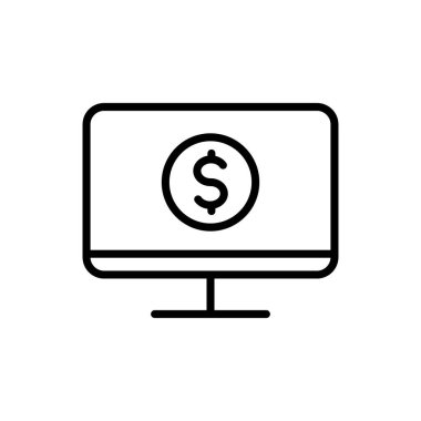 Çevrimiçi ödeme taslağı vektör simgesi beyaza izole edildi. Web, mobil uygulama ve ui tasarımı için çevrimiçi ödeme stok vektör simgesi