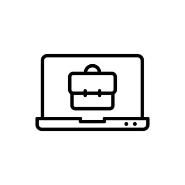 Uzaktan çalışma ana hatları vektör simgesi beyaz üzerinde izole. Web, mobil uygulama ve ui tasarımı için uzak çalışma stok vektör simgesi