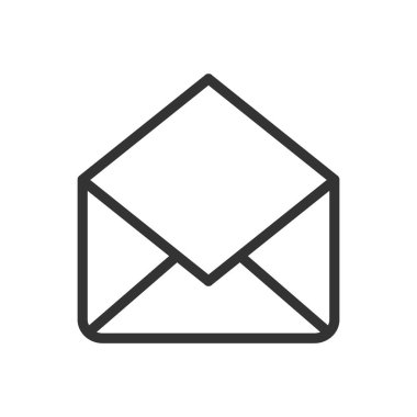 Beyaz arkaplanda izole edilmiş zarf hatlı vektör simgesi. Web, mobil ve ui desenleri için zarf çizgisi simgesi.