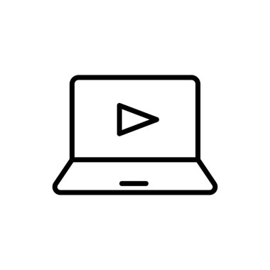 Laptop ana hatlı vektör simgesi beyaz arkaplanda izole edildi. Web, mobil ve ui tasarımı için dizüstü bilgisayar çizgisi simgesi