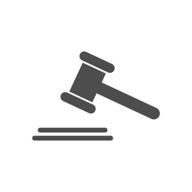 Gavel kabartma vektör simgesi izole edildi. Ağ, mobil uygulama ve ui tasarımı için Gavel stok vektör simgesi