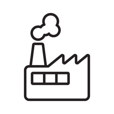 Fabrika Kirliliği ana hatları vektör simgesi beyaz arkaplanda izole edildi. Web, mobil ve ui desenleri için Fabrika Kirlilik Çizgisi simgesi