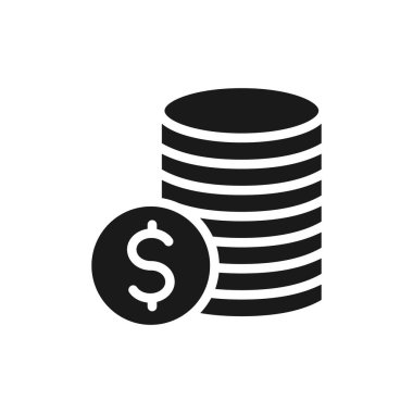 Sikke Yığını kabartma vektör ikonu izole edildi. Web, mobil uygulama ve ui tasarımı için Sikke Yığını hisse senedi vektör simgesi
