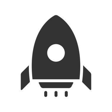 Roket kabartma vektör ikonu izole edildi. Web, mobil uygulama ve ui tasarımı için roket stok vektör simgesi