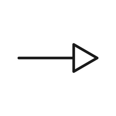 Sağ ok ana hatlı vektör simgesi. Web, mobil uygulama ve ui tasarımı için sağ ok stok vektörü simgesi