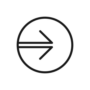 Dairesel ana hatlı vektör simgesindeki ok. Web, mobil uygulama ve ui tasarımı için bir çember stok vektör simgesi içindeki ok