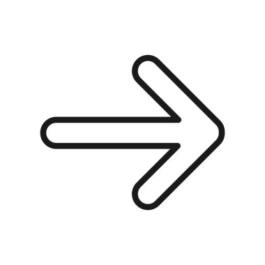 Sağ ok ana hatlı vektör simgesi. Web, mobil uygulama ve ui tasarımı için sağ ok stok vektörü simgesi