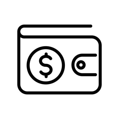 Cüzdan ana hatlı vektör simgesi beyaz arkaplanda izole edildi. Web, mobil ve ui tasarımı için cüzdan çizgisi simgesi.