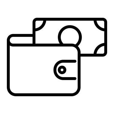 Cüzdan ana hatlı vektör simgesi beyaz arkaplanda izole edildi. Web, mobil ve ui tasarımı için cüzdan çizgisi simgesi.