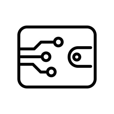 dijital cüzdan ana hatlı vektör simgesi beyaz arkaplanda izole edildi. Web, mobil ve ui tasarımı için dijital cüzdan çizgisi simgesi.