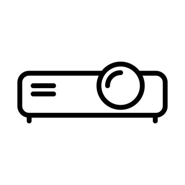 Projektör ana hat vektör simgesi beyaz arkaplanda izole edildi. Web, mobil ve ui tasarımı için projektör çizgisi simgesi.