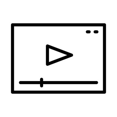 Video oynatıcı ana hatlı vektör simgesi beyaz arkaplanda izole edildi. Web, mobil ve ui tasarımı için video oynatıcı satır simgesi.