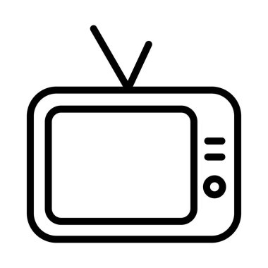 TV ana hatlı vektör simgesi beyaz arkaplanda izole edildi. Web, mobil ve ui tasarımı için TV dizisi simgesi.